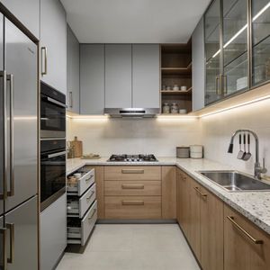 Durable Contemporary Modular MDF Waterproof Custom High Gloss Luxury Modern Lacquerware Eco-Friendly Fireproof 2 Kitchen Cabinet