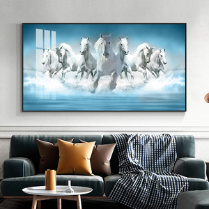 7 cuadros de lienzo de caballo corriendo carteles impresiones marco Cuadros cristal porcelana lujo decoración del hogar Animal pared arte caballo pintura - Product Image 2