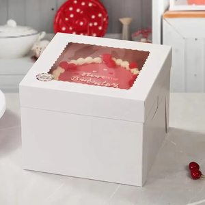 8''10'' 12''14'' Recyclable Food Safe 8x8x8In White Square <strong>Cardboard</strong> Cake <strong>Boxes</strong> with Window Cake <strong>Decorating</strong> Supplies Gift Giving - Product Image 1