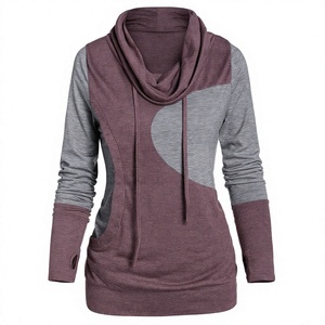 Women's Plus Size Color Blocked <b>Long</b> <b>Sleeve</b> Hooded Collar Asymmetric Design Casual Sweatshirt Winter Autumn Wear - Product Image 1