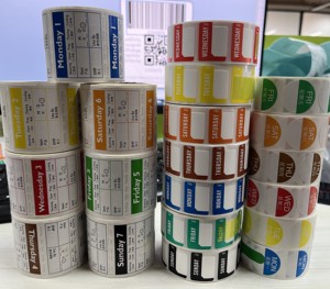 Etiquetas Adhesivas de Papel Revestido para Alimentos, Resistentes <span class=keywords><strong>al</strong></span> Agua, <span class=keywords><strong>Aceite</strong></span> y Rayones, Rectangulares, con Días de la Semana, <span class=keywords><strong>3x2</strong></span> Pulgadas, Etiquetas para Hoteles - Product Image 2