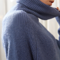 Set Sweater dan Celana Wanita Rajut Kasmir Wol Musim Dingin, Kerah Turtleneck, 2-Piece, Kaki Lebar, Anti-Susut, Bernapas