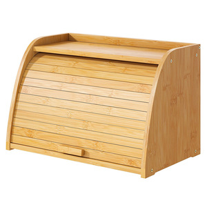 Caja de almacenamiento de pan de doble capa de madera con tapa para almacenamiento de pan y repostería en la cocina, color madera natural - Product Image 2