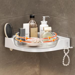 Montaje en pared 360 giratorio Lazy Susan organizador ducha esquina Caddy estante sin perforación - Product Image 1