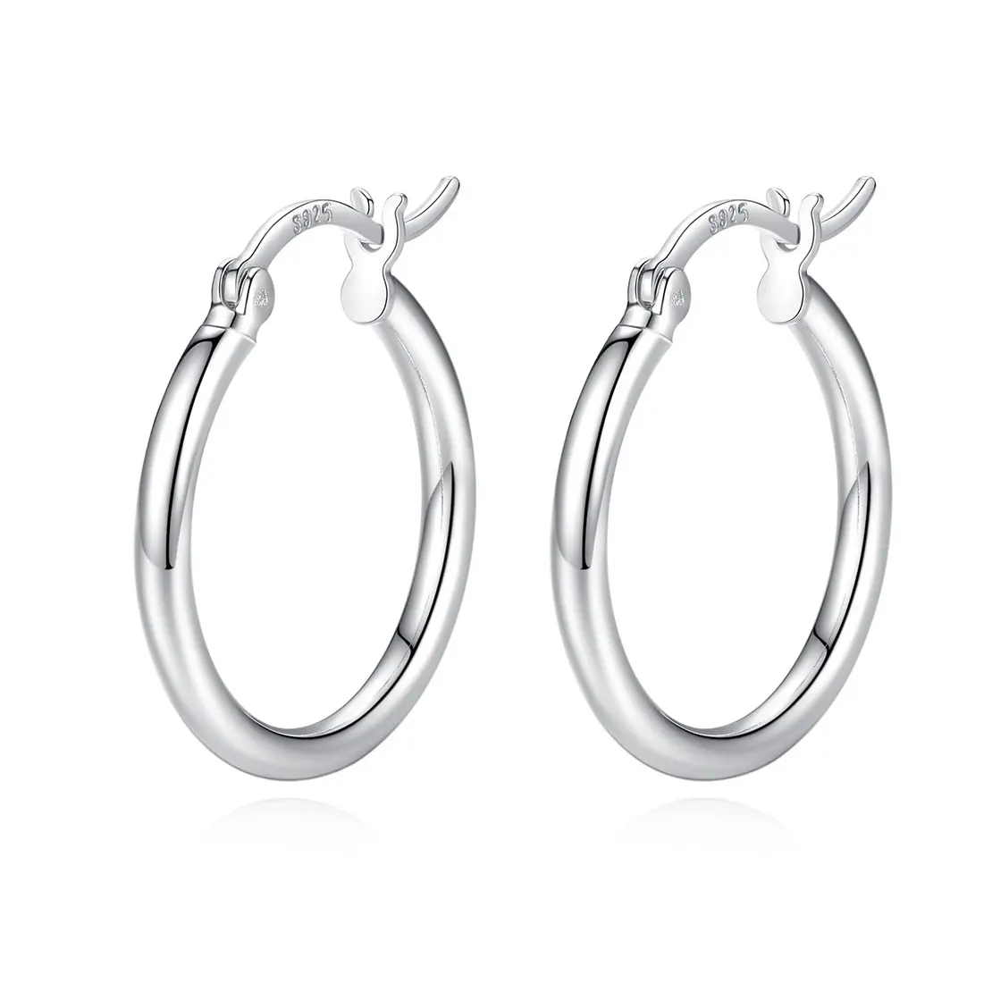 JKC ins new trend women jewelry S925 silver minimalist smooth U-shaped white gold geometric semicircle big hoop stud earrings