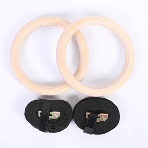 Fabricant durable en bois exercice fitness entraînement anneaux de gymnastique abs anneau de gymnastique