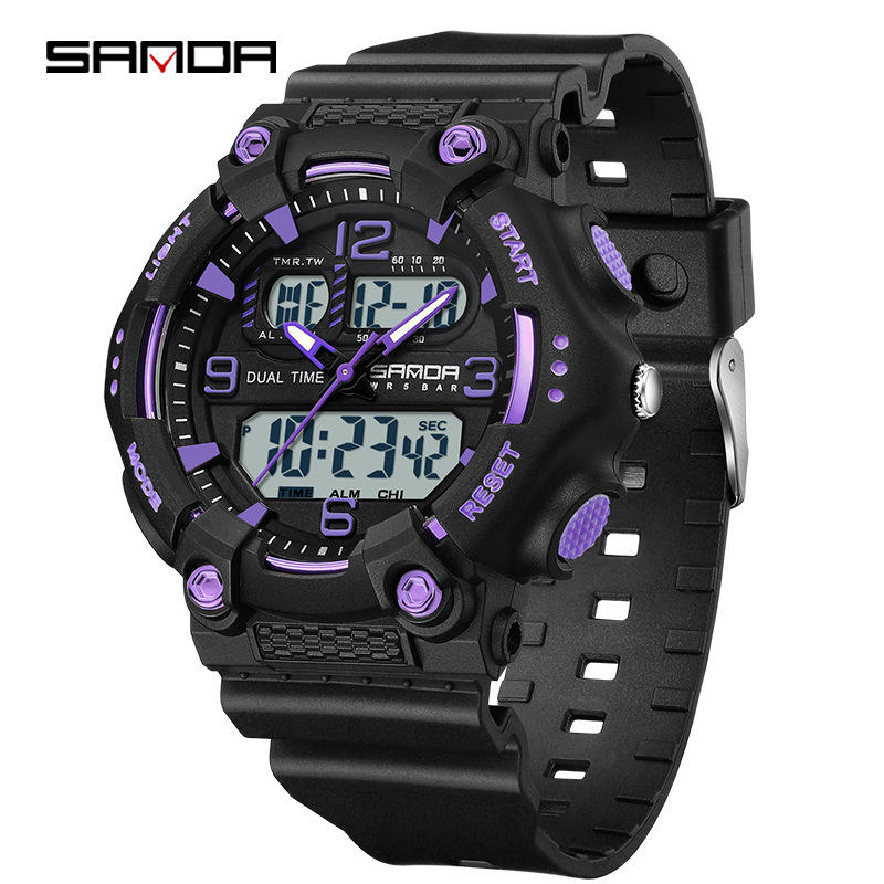 SANDA 6179 Electronics Waterproof Luminous Watches Digital Function Mens  Wristwatch Quartz Day Week Display Men Wristwatch Reloj