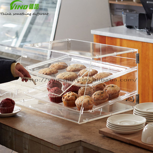 Vino Vn20220318-1 Vitrina de Acrílico Pulido Impermeable para Pastelería con Puertas Traseras/Traseras de Vidrio, 2 Bandejas, 21" x 17" x - Product Image 2