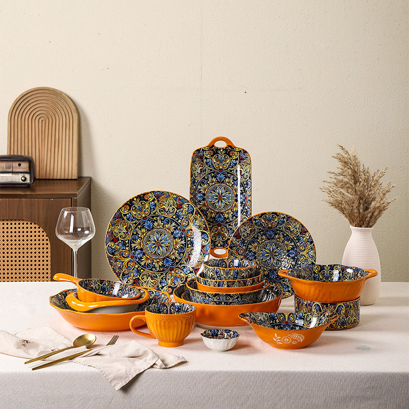 Ceramic Cookware Dinner Set Big Bazaar 32-Piece Gold Dinner Set