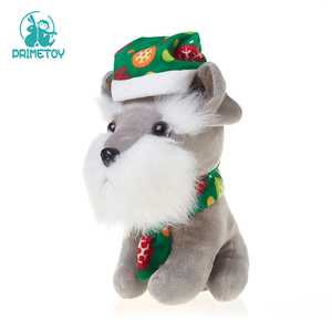 Al por mayor de encargo realista lindo <span class=keywords><strong>schnauzer</strong></span> perro de peluche de juguete de peluche con sombrero de Navidad - Product Image 4
