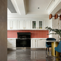 Muebles de Cocina Funcionales, Juego Completo, Gabinetes Modernos de Madera Sólida de Lujo para Villa MOOZHIIO