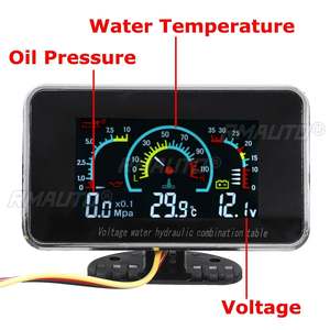 Jauge numérique LCD 3 en 1 / 4 en 1 pour voiture, voltmètre, pression d'huile, température de l'eau, capteur de pression d'huile 1/8 NPT 12-24V - Product Image 2