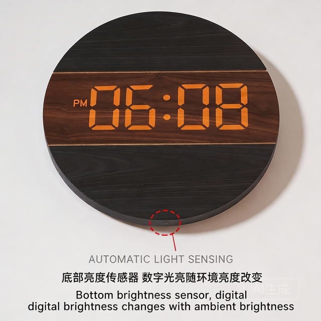 Cream Analog Digital Wall Wooden Clock Creative Personalized Design for Simple Living Room Decorative Timepiece for Home Use