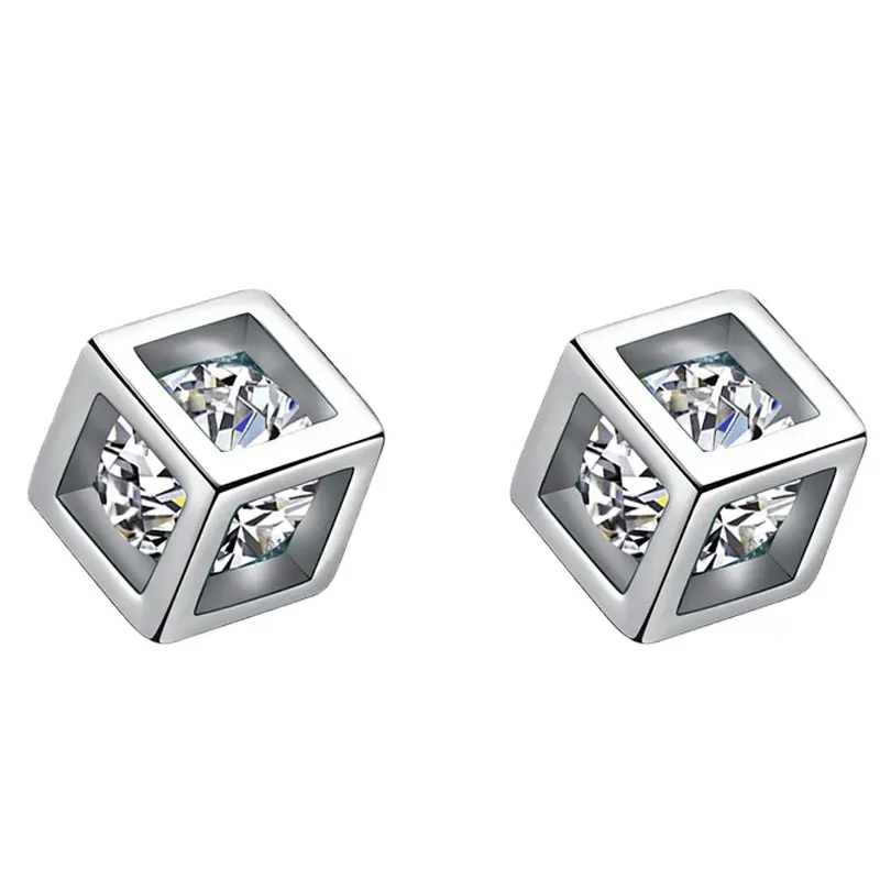 Liebe Magic Cube Ohr stecker für Frauen mit glänzenden CZ Zirkonia Kristall Ohrring Schmuck Großhandel