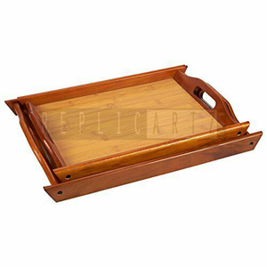 Bandeja de Servir de Madera Premium Maximus International con Asas Recortadas y Base de Bambú - Diseño Art Deco, Plato Multifuncional para Desayuno - Product Image 4