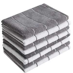 Serviette de cuisine en microfibre rayée, rectangulaire, lavable en machine, anti-taches, absorbante, pour le nettoyage domestique - Product Image 1