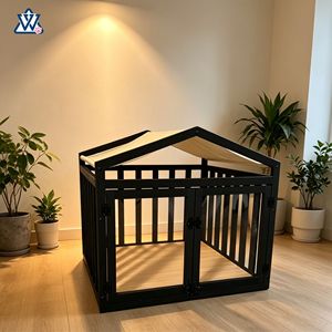 Casa para mascotas de madera maciza, jaula rectangular para perros, cama duradera para perros pequeños, medianos y grandes, madera natural, marrón oscuro, negro oscuro - Product Image 2