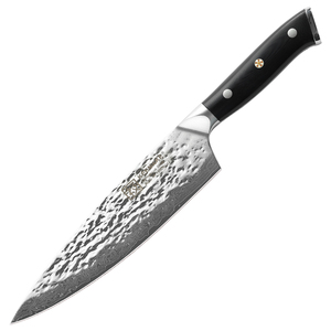 <span class=keywords><strong>Couteau</strong></span> de Chef de Cuisine KEEMAKE de Luxe, Forgé à la Main, 8 Pouces, Martelé, 67 Couches d'Acier <span class=keywords><strong>Damas</strong></span> <span class=keywords><strong>Véritable</strong></span>, Tranchant, avec Manche G10 - Product Image 1