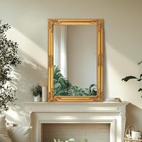 Miroir mural TRAHOME 24"x36" en bois, style baroque doré vintage, design antique orné pour entrée, salon, cheminée, couloir