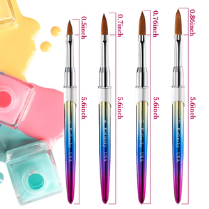 Iridescent Nail Brush <b>Set</b> Kolinsky <b>Paint</b> Brush Split End Angled Chisel Fan Bristle for Gel Polish Salon Manicure - Product Image 2