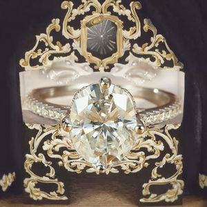 Anillo de Compromiso de Lujo en Plata de Ley 925 Chapado en Oro con Moissanita de 3ct, Corte Brillante, Certificado GRA, Engaste de Garras, Moderno, Unisex - Product Image 3