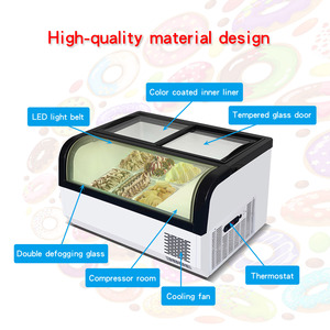 Led ánh sáng <span class=keywords><strong>Countertop</strong></span> Gelato <span class=keywords><strong>Showcase</strong></span> Cooler tự động tấm tủ đông với rõ ràng hàng đầu và cửa sổ phía trước cho Ice Cream hiển thị - Product Image 6