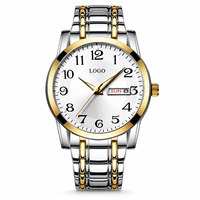 Montre à quartz de luxe pour homme, simple, avec double date, lumineuse, grand cadran en cristal, bracelet en acier inoxydable, étanche, 40 mm, 10 mm