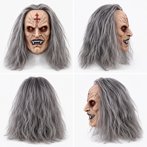 Máscara de Látex de Cabeza Completa de Zombie Anciano Demoníaco, con Cabello Gris, Piel Arrugada, Ojos Rojos y Dientes, para Halloween, Cosplay, Adultos, Divertida y Extravagante - Product Image 6