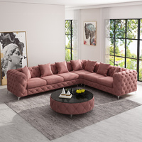 Canapé moderne modulable en forme de L avec boucle de traction complète en cuir et tissu avec table pour meubles de salon