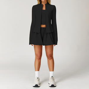 Joyyoung 2026 Ensemble de sport pour femmes, best-seller, pour la course à pied <span class=keywords><strong>et</strong></span> le yoga, short, débardeur de sport <span class=keywords><strong>et</strong></span> <span class=keywords><strong>veste</strong></span> athlétique <span class=keywords><strong>respirante</strong></span> - Product Image 4