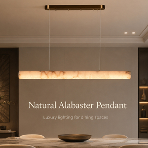 Luxury Natural Alabaster Tube Pendant <b>Light</b> Modern Linear Stone Chandelier for Kitchen Island Dining Room Hotel Project OEM ODM - Product Image 2