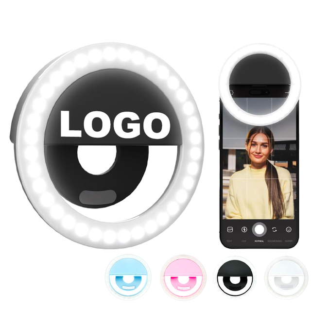 Custom logo Fashional USB LED Selfie Ring Light Clip-On Design 36 LED Fill Lights Rechargeable Battery for Portable Phone