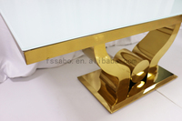 Nouveau modèle rectangulaire blanc verre luxe hôtel événement Banquet meubles en acier inoxydable mariage Banquet Table chaise ensemble