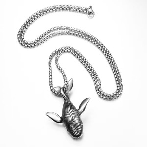 Yunnique – collier avec pendentif en forme de baleine en acier inoxydable, bijoux unisexes en forme d'animal, cadeau - Product Image 4