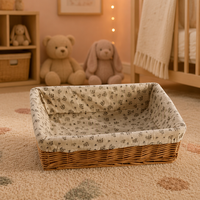 Panier de rangement tissé à la main avec doublure, petit panier de rangement en saule pour la maison, l'armoire, les étagères, les articles divers, les cosmétiques