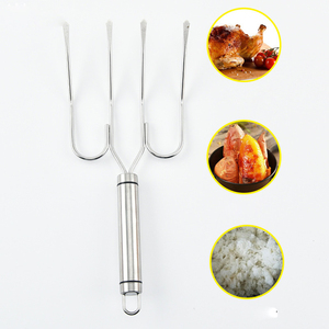 BBQ Steak Durable Poultry Chicken Pork Chop <strong>Barbecue</strong> Turkey Grill Essential Stainless Steel Strong Spit Long Fork - Product Image 1
