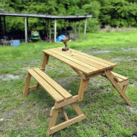Banc de jardin convertible 2-en-1 pour pique-nique, pliable, en bois, gain de place, couleur personnalisable pour jardin et camping