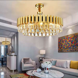 Lustres de salle à manger de lampe suspendue de haute qualité lustre en couches de cristal rond mcm d'or moderne k9 - Product Image 3