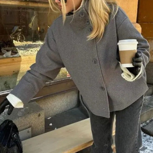 Manteau à manches longues à simple boutonnage, nouvelle collection automne 2026, élégant, pour <span class=keywords><strong>femme</strong></span> de bureau, vêtement d'extérieur, col montant, veste courte pour <span class=keywords><strong>femme</strong></span> - Product Image 4