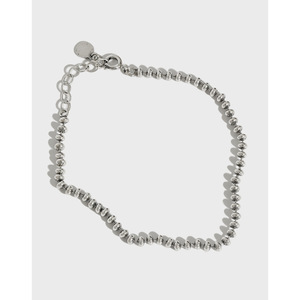 Manufacturer Wholesale Fashionable Simple Smooth Irregular Oval <strong>Bead</strong> <strong>Bracelet</strong> S925 Pure Silver Material - Product Image 1