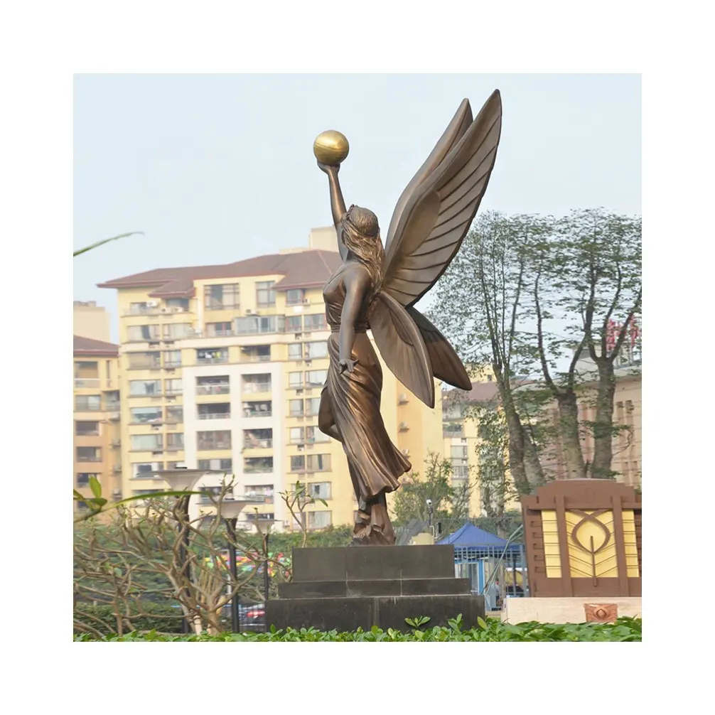 Fábrica feito sob encomenda da alta qualidade cidade anjo bronze esculturas