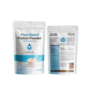 Custom Stand up <b>Pouches</b> for Dry Food Resealable Whey Protein Isolate and Moringa Powder Packaging Moisture Proof Zipper Top - Product Image 1