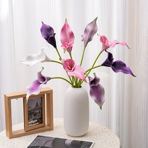 CallaFloral Fleurs artificielles Calla Lily en EVA, blanc, rose, violet, décoration intérieure, bouquet de mariage, branche unique MW01517 - Product Image 1