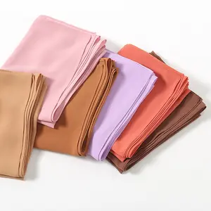 2023 New High-quality Solid Color Premium Chiffon Long Scarf Right Angle Edge Chiffon Scarf All Colors