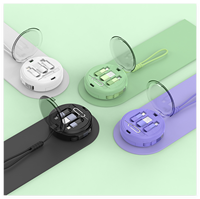 Câble de charge multiple rétractable 60W, chargeur rapide, boîte de rangement ronde, adaptateur USB C avec cordon en silicone, support de téléphone, boîte ronde