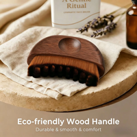 Brosse de massage en bois pour le visage à poils naturels pour l'exfoliation de la peau et le drainage lymphatique avec option coffret cadeau