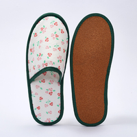 Chaussons d'hôtel et de compagnie aérienne de bonne qualité, nouveau style, doux, écologiques, en liège adhésif à fleurs rouges, dégradables
