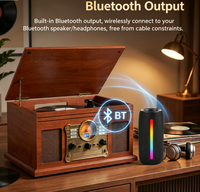 Tourne-disque en bois esthétique vintage professionnel tout-en-un, hub musical HiFi sans fil, tourne-disque, lecteur CD, cassette, radio, USB, SD, RCA