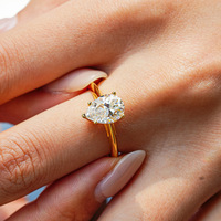 9 kustom perhiasan halus klasik S925 perak murni 18K berlapis emas tetesan air pir Set potongan Moissanite cincin wanita untuk pertunangan