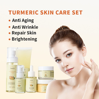 Kit de Soins du Visage Bio au Curcuma à Base de Plantes, Marque Blanche, Nourrissant et Éclaircissant pour Femmes